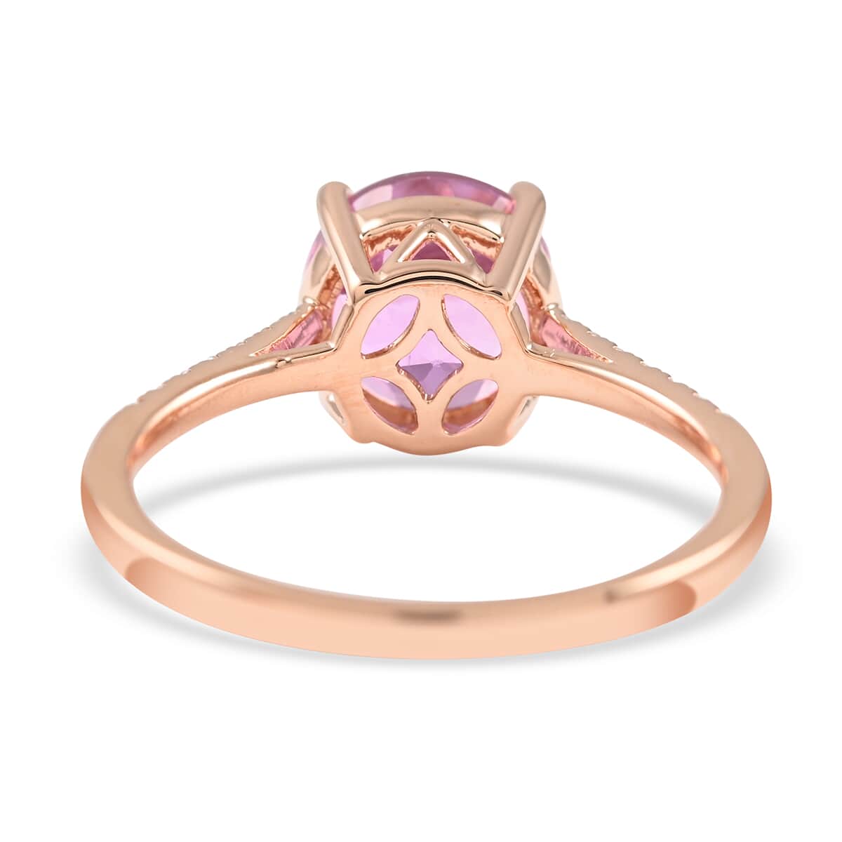 Certified & Appraised ILIANA 18K Rose Gold AAA Patroke Kunzite and G-H SI Diamond Ring (Size 6.0) 2.65 Grams 2.75 ctw image number 4