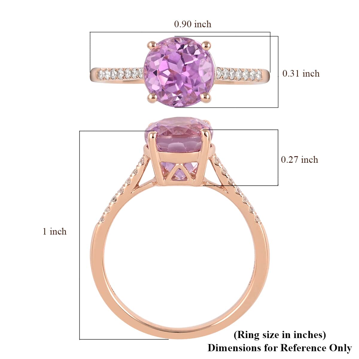 Certified & Appraised ILIANA 18K Rose Gold AAA Patroke Kunzite and G-H SI Diamond Ring (Size 6.0) 2.65 Grams 2.75 ctw image number 5