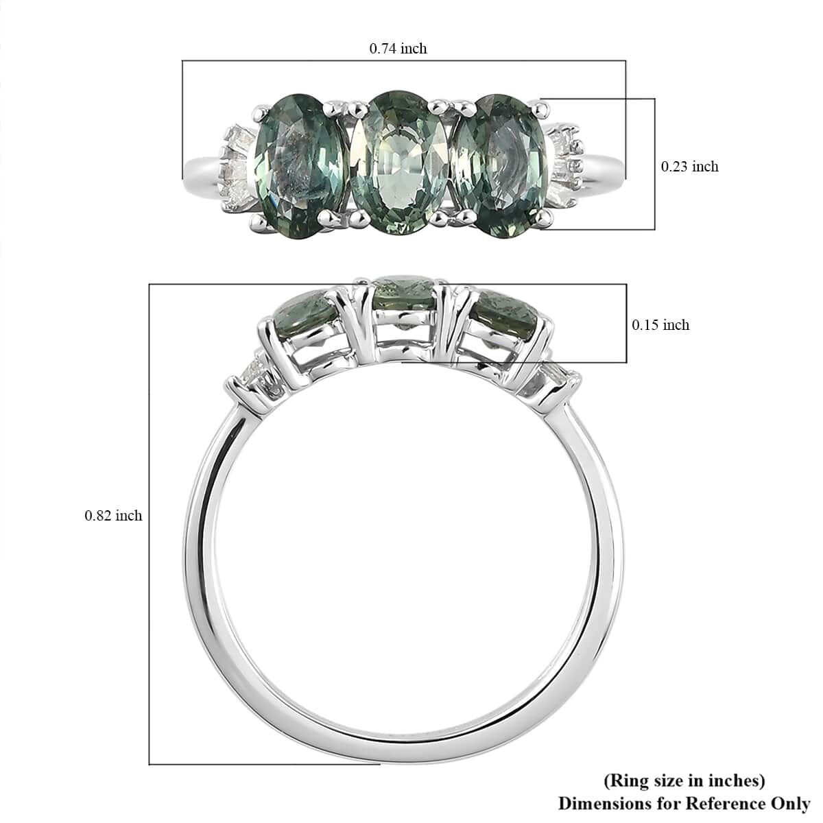 LUXORO 10K White Gold AAA Natural Parti Sapphire and Diamond 3 Stone Ring (Size 10.0) 1.75 ctw image number 5