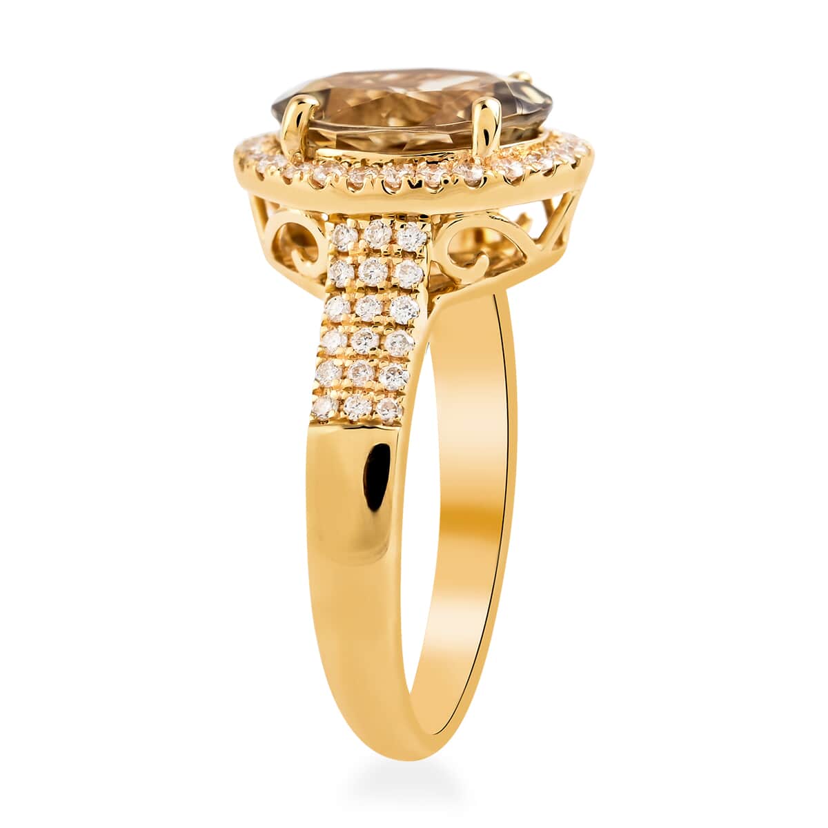 Certified Iliana 18K Yellow Gold AAA Turkizite and G-H SI Diamond Halo Ring (Size 10.0) 3.30 ctw image number 3