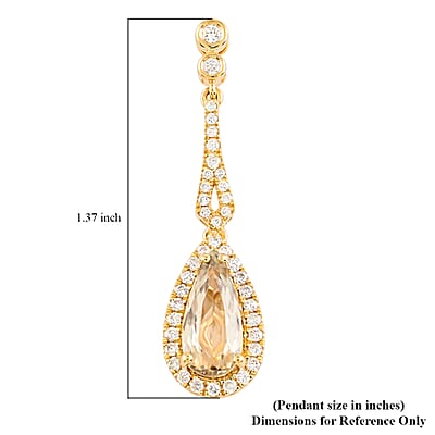 Certified and Appraised Iliana 18K Yellow Gold AAA Turkizite and G-H SI Diamond Pendant without Chain 1.75 ctw