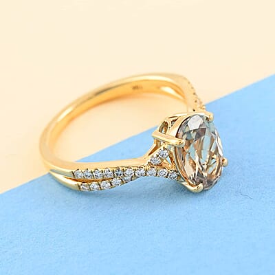 Certified and Appraised Iliana AAA Turkizite and G-H SI Diamond 1.85 ctw Ring in 18K Yellow Gold (Size 8.0)