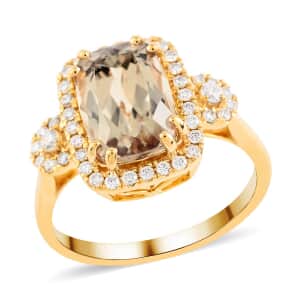 Certified & Appraised Iliana 18K Yellow Gold AAA Turkizite and G-H SI Diamond Halo Ring (Size 10.0) 4.15 Grams 3.25 ctw