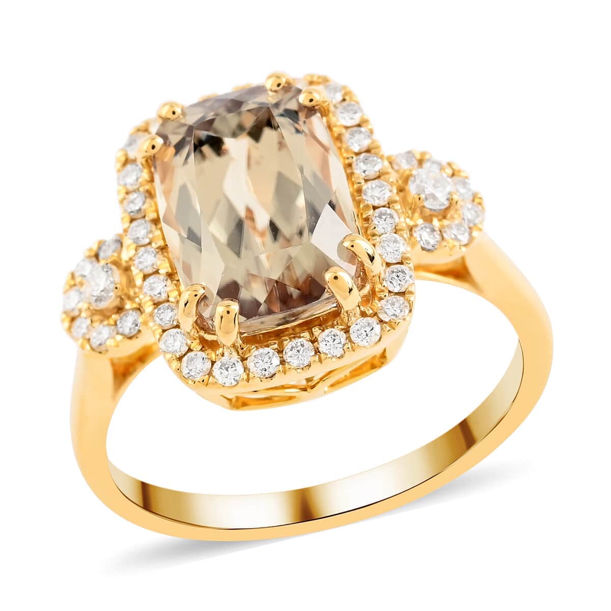 Certified & Appraised ILIANA 18K Yellow Gold AAA Turkizite and G-H SI Diamond Halo Ring 4.15 Grams 3.25 ctw image number 0