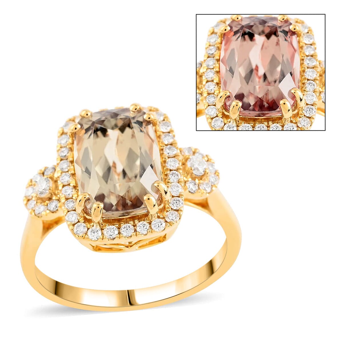 Certified & Appraised ILIANA 18K Yellow Gold AAA Turkizite and G-H SI Diamond Halo Ring 4.15 Grams 3.25 ctw image number 0