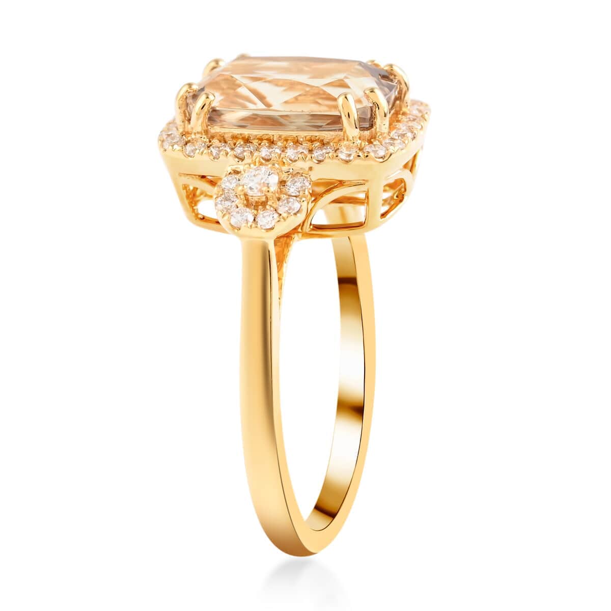 Certified & Appraised ILIANA 18K Yellow Gold AAA Turkizite and G-H SI Diamond Halo Ring 4.15 Grams 3.25 ctw image number 3