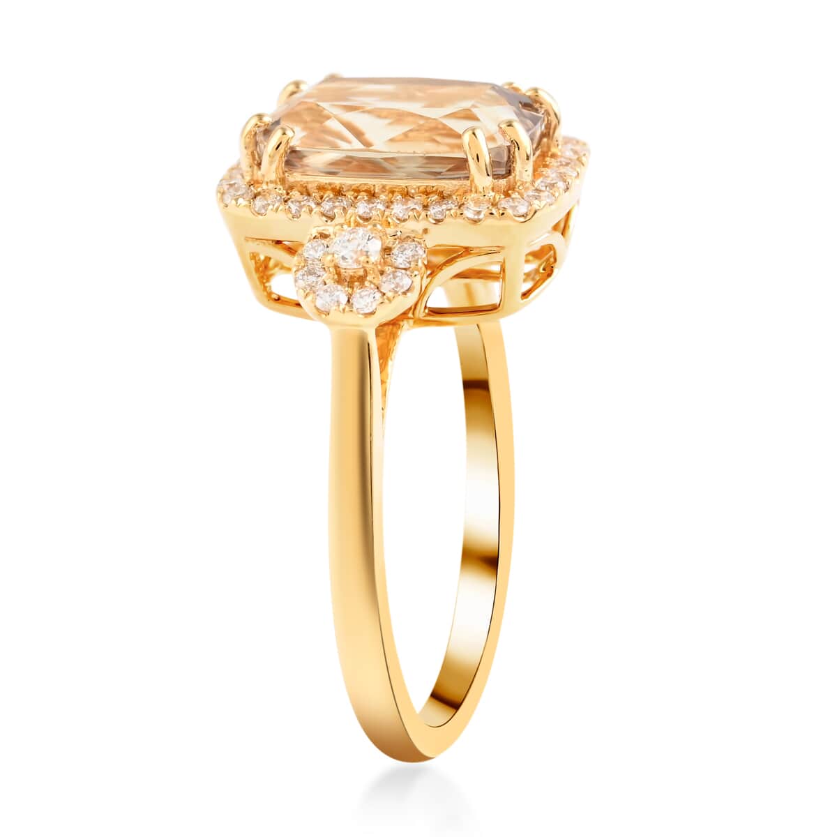 Certified & Appraised Iliana 18K Yellow Gold AAA Turkizite and G-H SI Diamond Halo Ring (Size 6.0) 4.15 Grams 3.25 ctw image number 3
