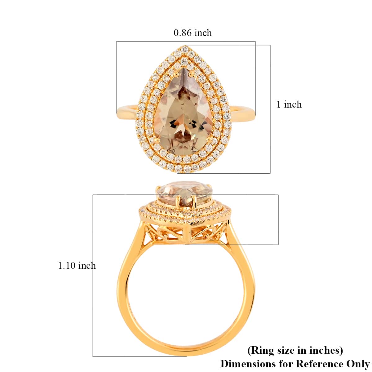 Certified & Appraised ILIANA 18K Yellow Gold AAA Turkizite, Diamond (G-H, SI) (0.35 cts) Double Halo Ring (Size 7.0) (4.60 g) 3.20 ctw image number 5