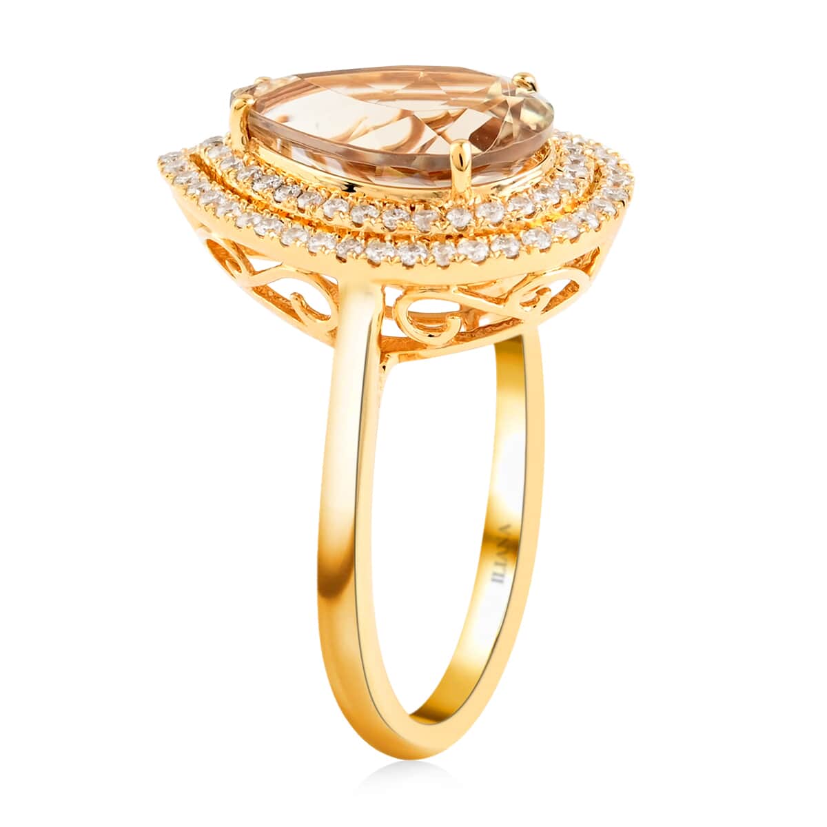Certified Iliana 18K Yellow Gold AAA Turkizite and G-H SI Diamond Double Halo Ring (Size 7.0) 4.60 Grams 3.20 ctw image number 3