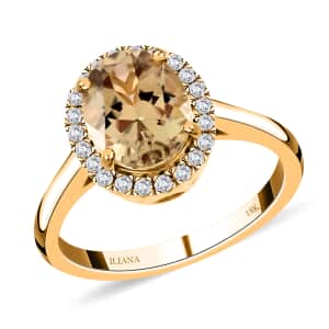 Certified & Appraised Iliana 18K Yellow Gold AAA Turkizite and G-H SI Diamond Halo Ring (Size 9.0) 2.25 ctw