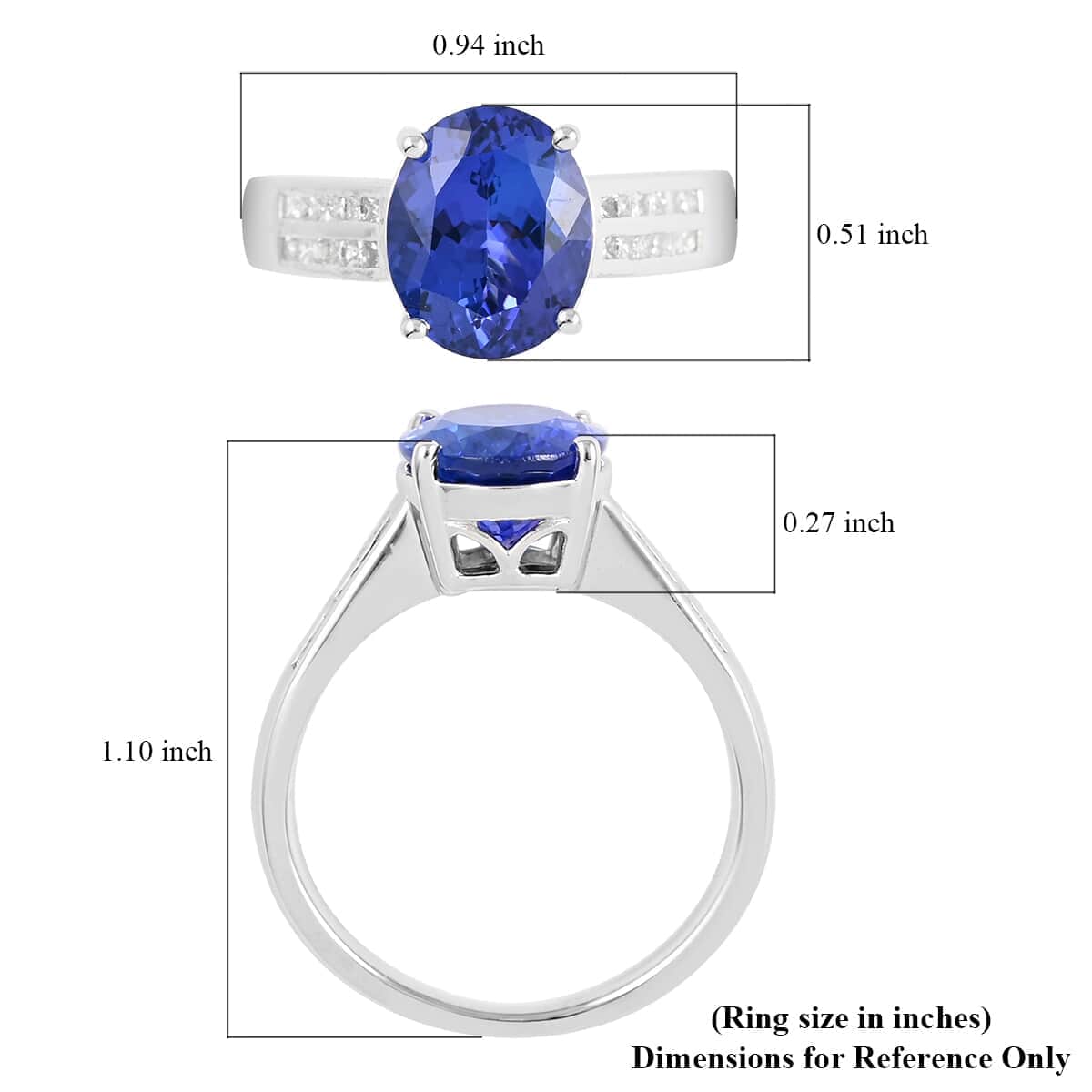 Certified and Appraised RHAPSODY 950 Platinum AAAA Tanzanite and E-F VS Diamond Ring 7.65 Grams 4.20 ctw image number 5