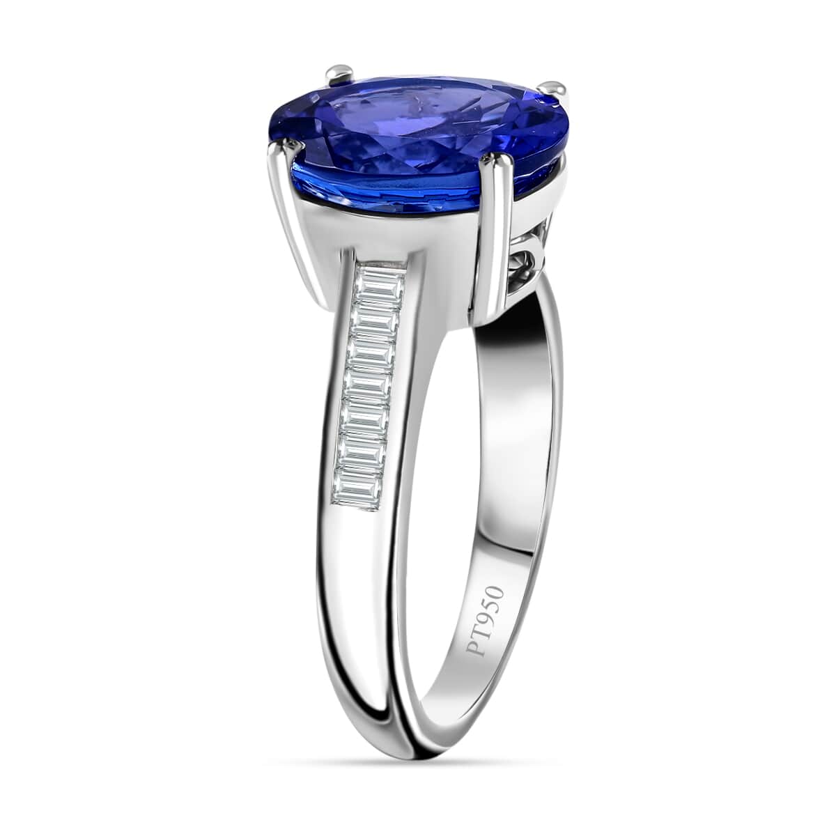 Certified and Appraised Rhapsody 950 Platinum AAAA Tanzanite and E-F VS Diamond Ring (Size 8.0) 6.10 Grams 4.20 ctw image number 3