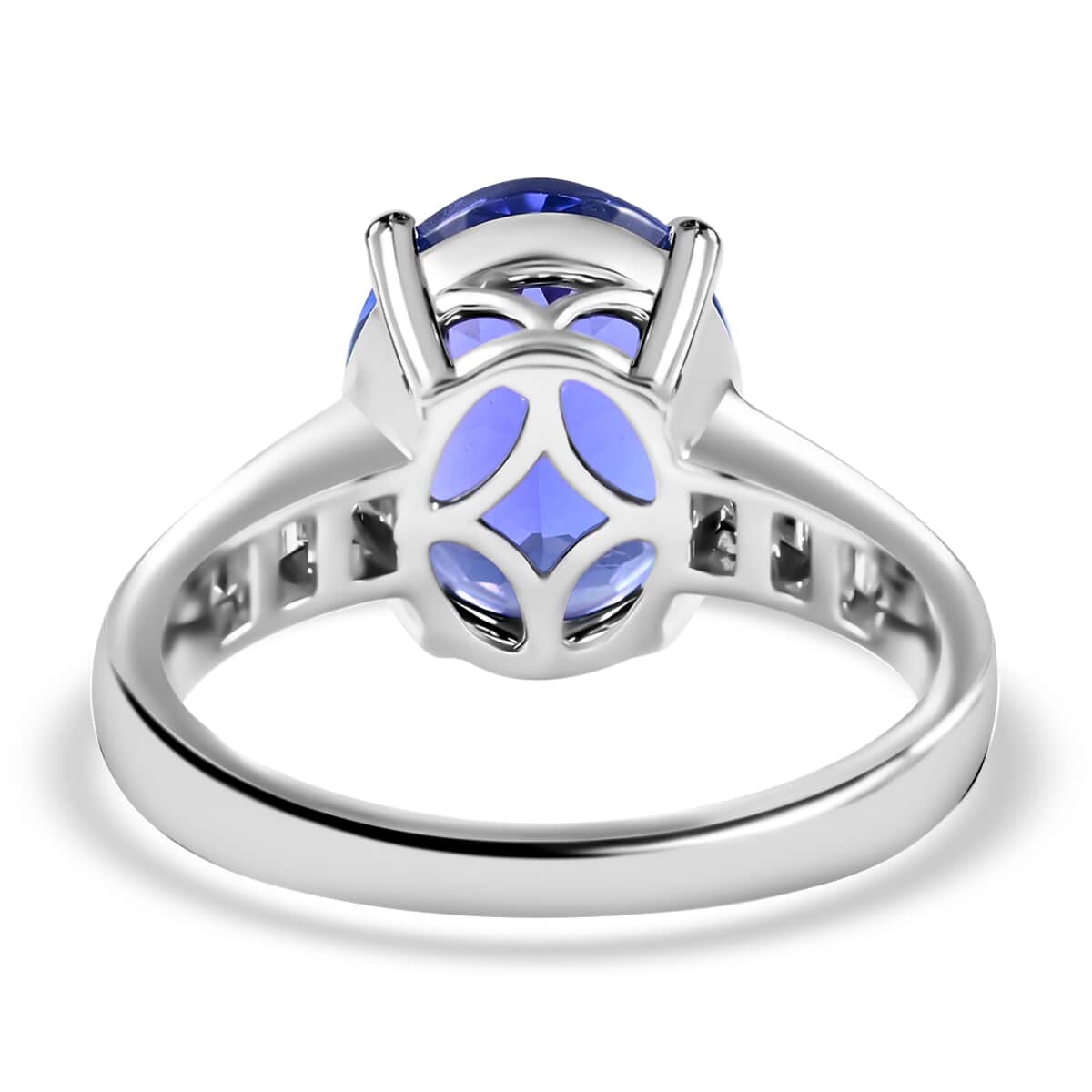 Certified and Appraised Rhapsody 950 Platinum AAAA Tanzanite and E-F VS Diamond Ring (Size 8.0) 6.10 Grams 4.20 ctw image number 4