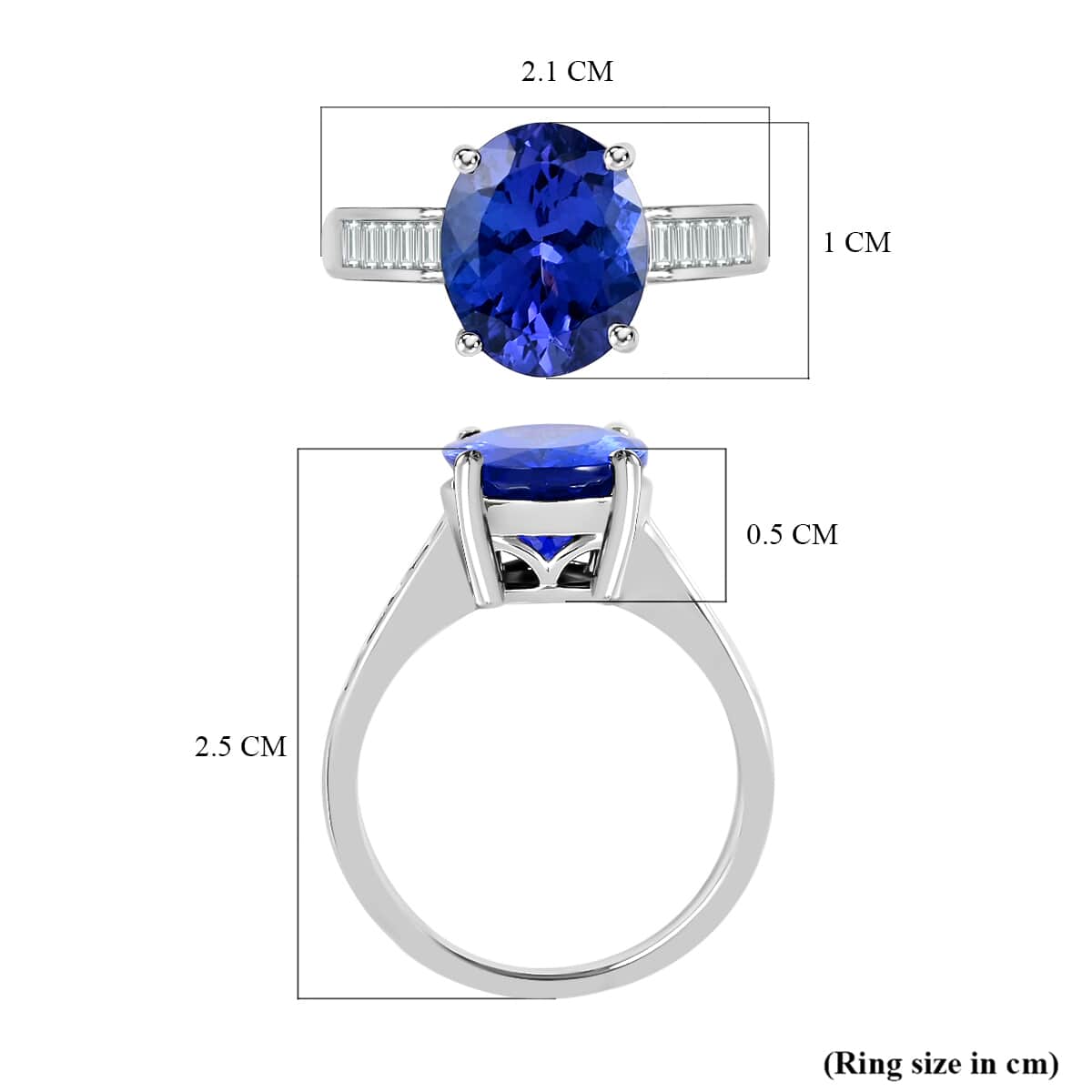 Certified and Appraised Rhapsody 950 Platinum AAAA Tanzanite and E-F VS Diamond Ring (Size 8.0) 6.10 Grams 4.20 ctw image number 5