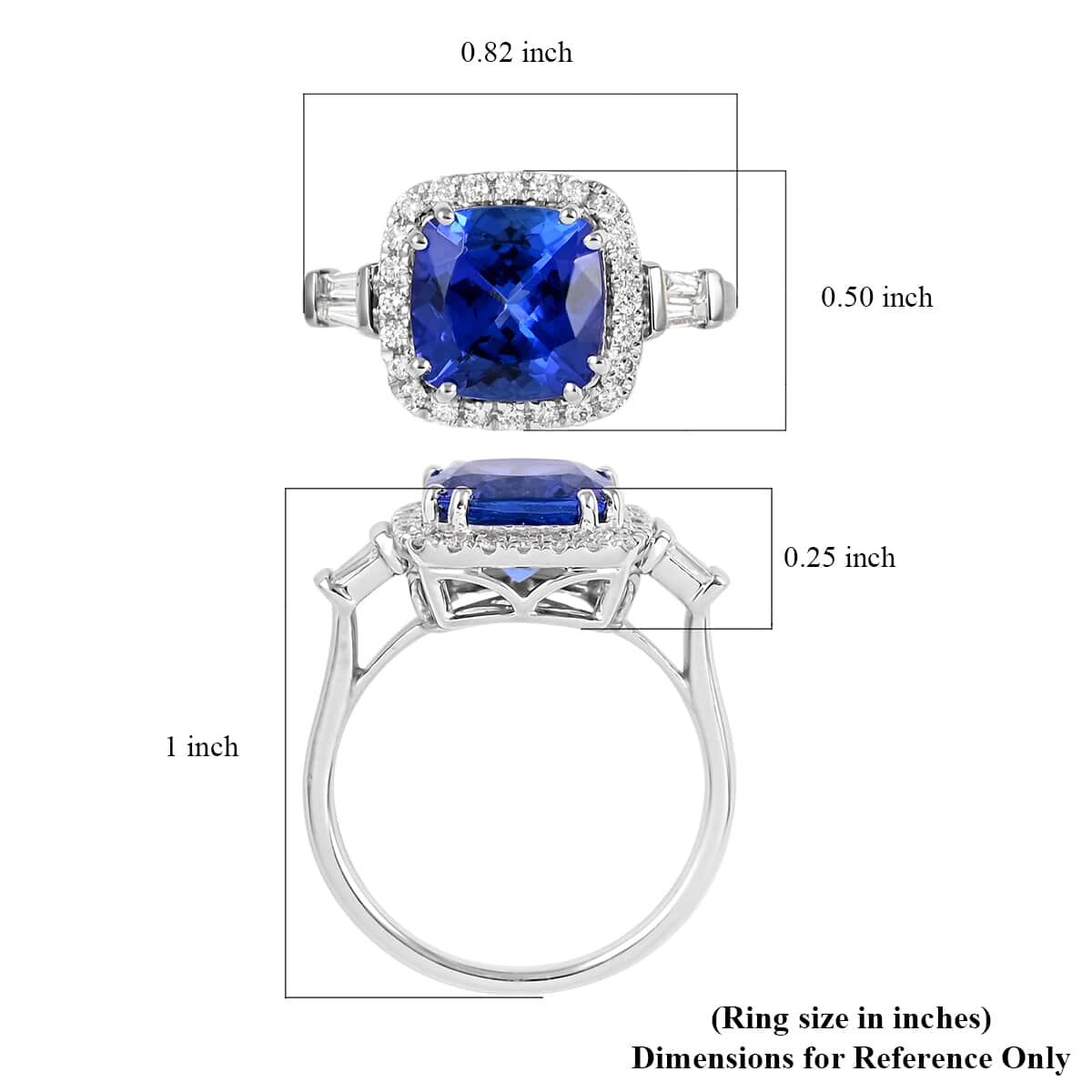 Certified Rhapsody 950 Platinum AAAA Tanzanite and E-F VS Diamond Halo Ring (Size 6.0) 5.90 Grams 3.70 ctw image number 5