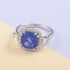 Certified Rhapsody 950 Platinum AAAA Tanzanite and E-F VS Diamond Halo Ring (Size 7.0) 5.90 Grams 3.70 ctw image number 1
