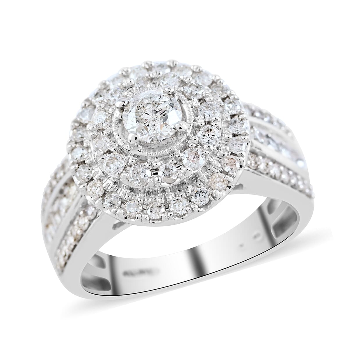 NY Closeout 10K White Gold G-H I1-I2 Diamond Ring 5 Grams 1.25 ctw image number 0