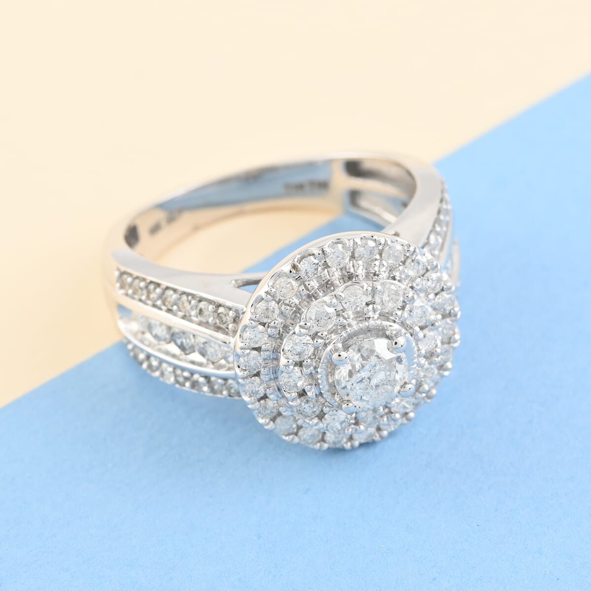 NY Closeout 10K White Gold G-H I1-I2 Diamond Ring 5 Grams 1.25 ctw image number 1