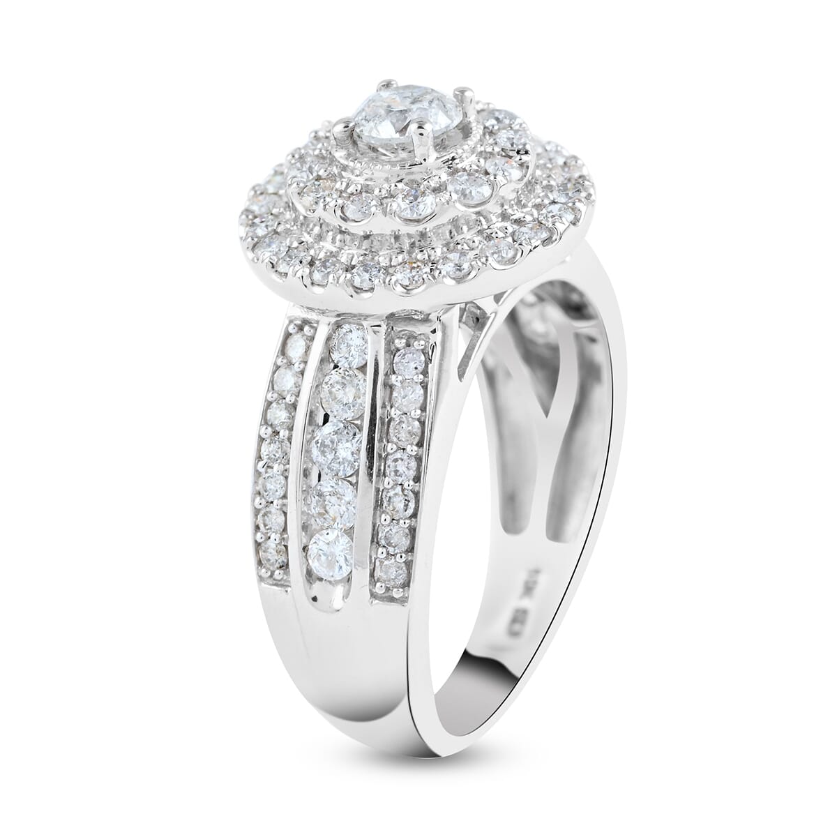 NY Closeout 10K White Gold G-H I1-I2 Diamond Ring 5 Grams 1.25 ctw image number 3