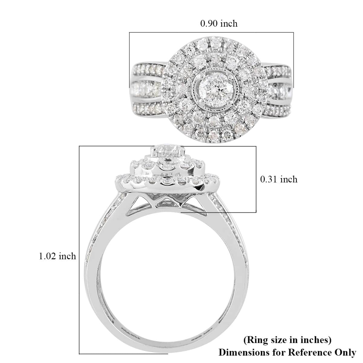 NY Closeout 10K White Gold G-H I1-I2 Diamond Ring (Size 7.0) 5 Grams 1.25 ctw image number 4
