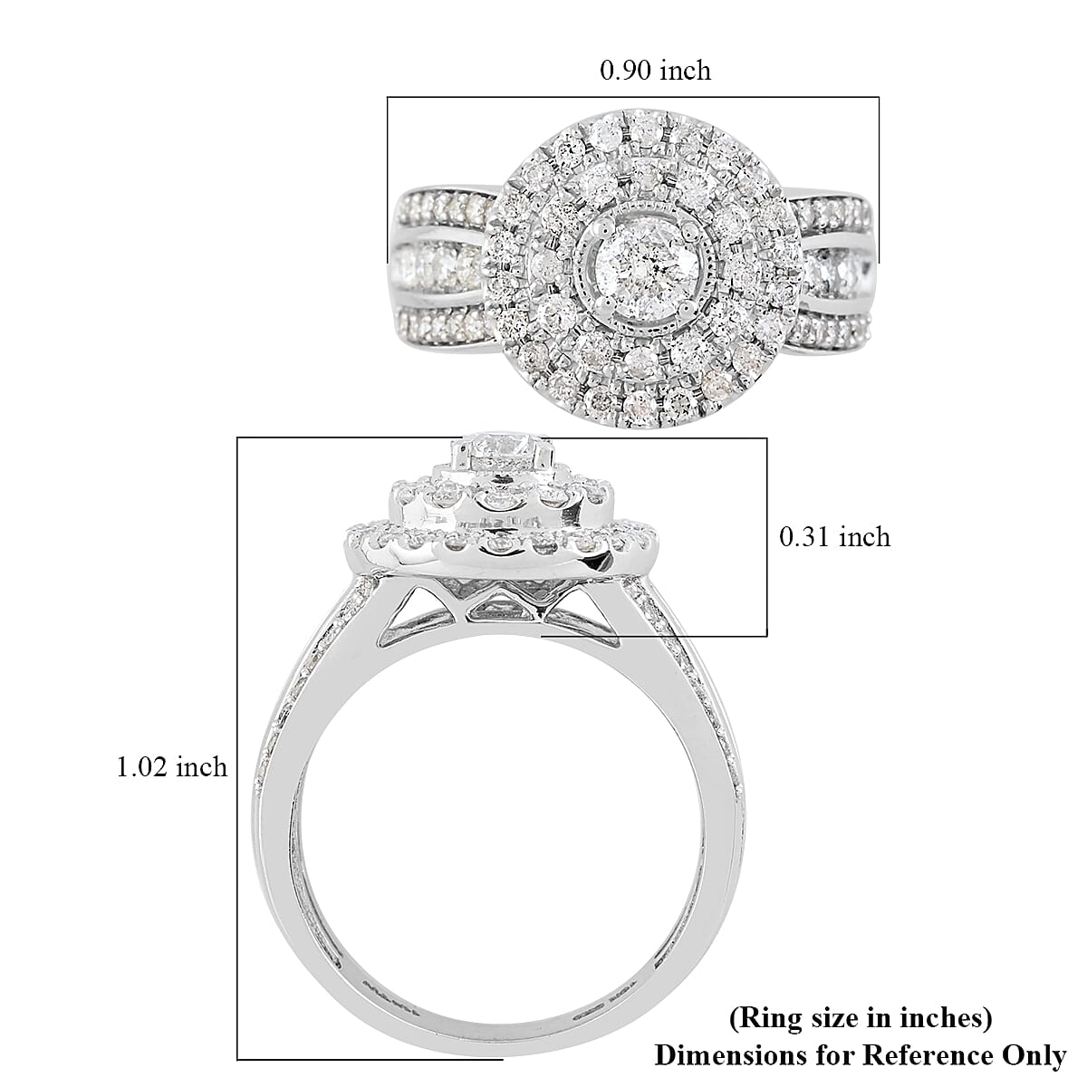 NY Closeout G-H I1-I2 Diamond 1.25 ctw Ring in 10K White Gold (Size 8.0) 5 Grams  image number 4