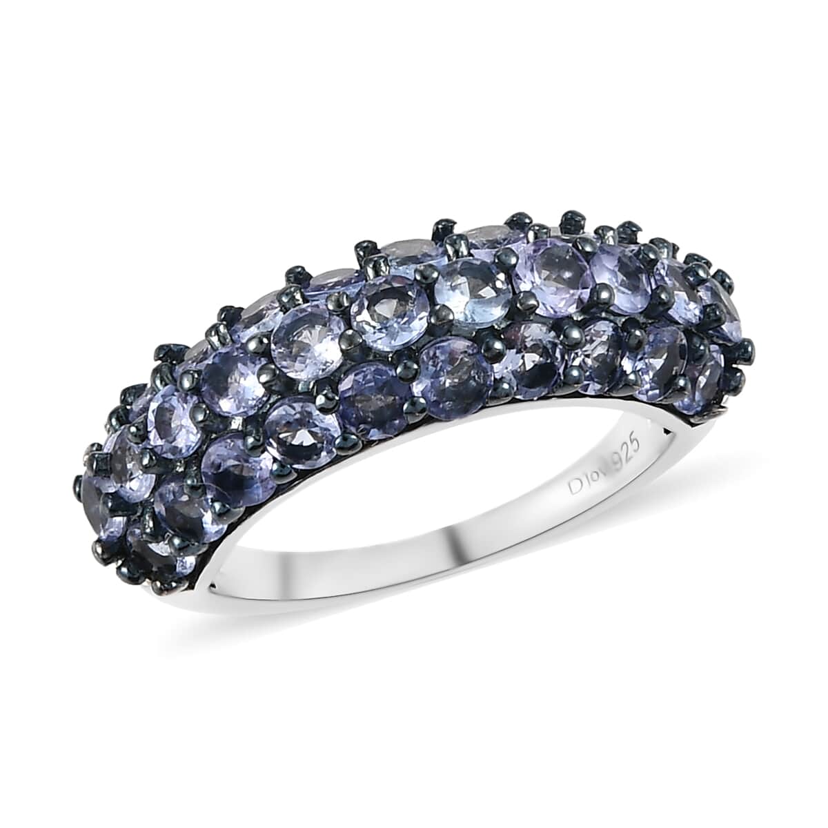 Tanzanite 3 Row Band Ring in Platinum Over Sterling Silver (Size 10.0) 2.15 ctw image number 0