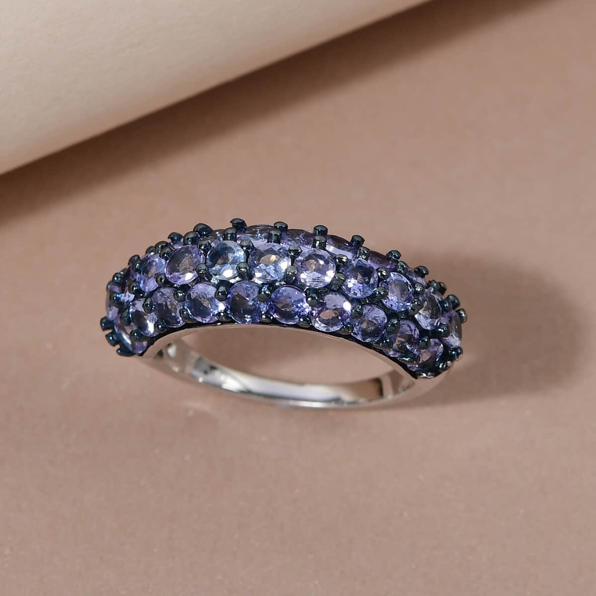 Tanzanite 3 Row Band Ring in Platinum Over Sterling Silver (Size 10.0) 2.15 ctw image number 1