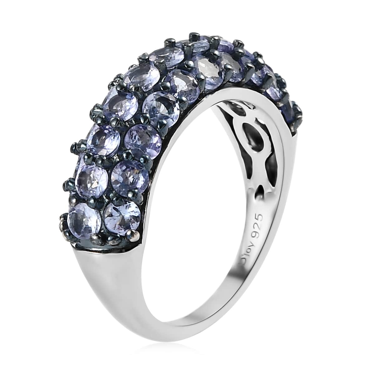Tanzanite 3 Row Band Ring in Platinum Over Sterling Silver (Size 10.0) 2.15 ctw image number 3