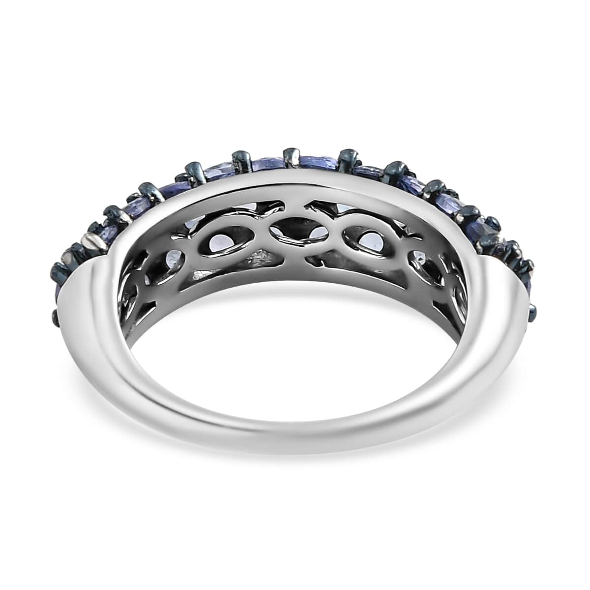 Tanzanite 3 Row Band Ring in Platinum Over Sterling Silver (Size 10.0) 2.15 ctw image number 4