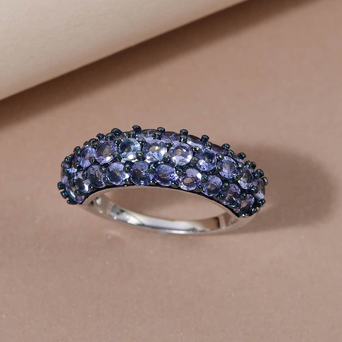 Tanzanite 3 Row Band Ring in Platinum Over Sterling Silver (Size 6.0) 2.15 ctw image number 1