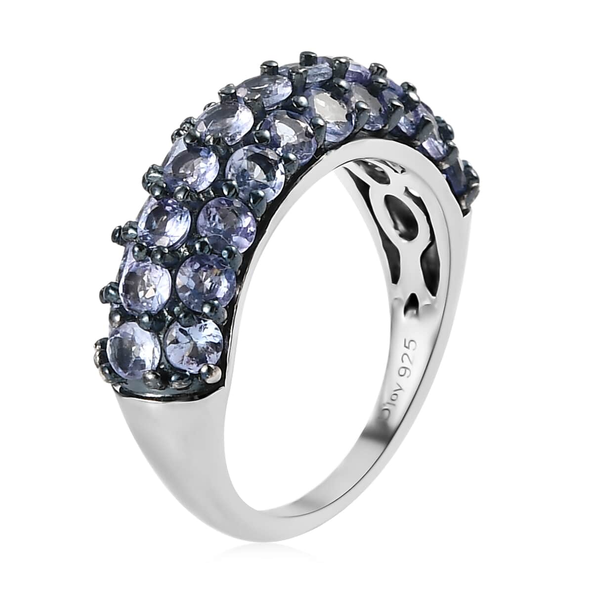 Tanzanite 3 Row Band Ring in Platinum Over Sterling Silver (Size 6.0) 2.15 ctw image number 3