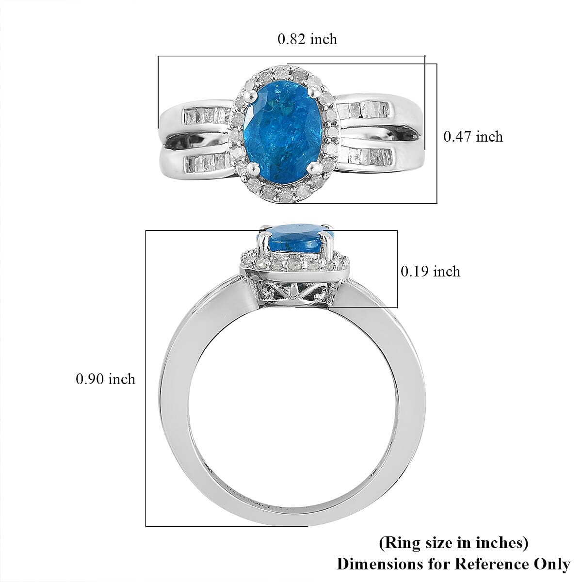 Malgache Neon Apatite and Diamond Ring in Platinum Over Sterling Silver (Size 10.0) 1.50 ctw