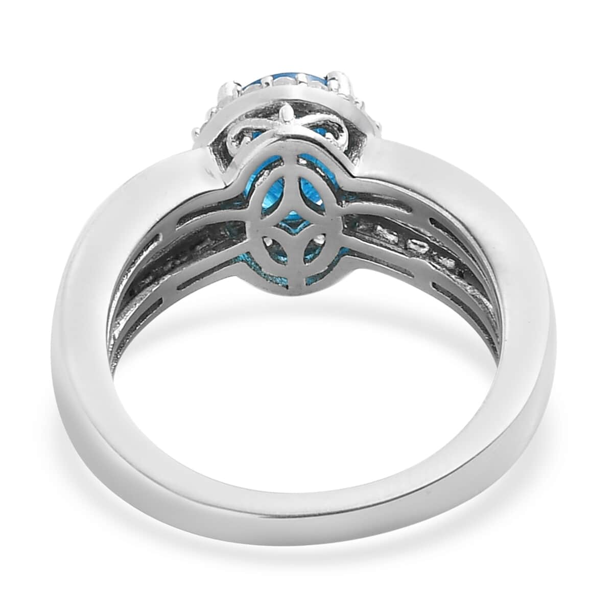 Malgache Neon Apatite and Diamond Ring in Platinum Over Sterling Silver (Size 9.0) 1.50 ctw image number 4