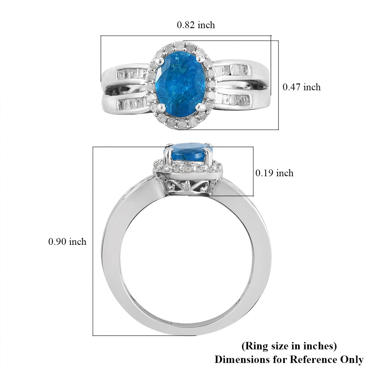 Malgache Neon Apatite and Diamond Ring in Platinum Over Sterling Silver (Size 9.0) 1.50 ctw image number 5