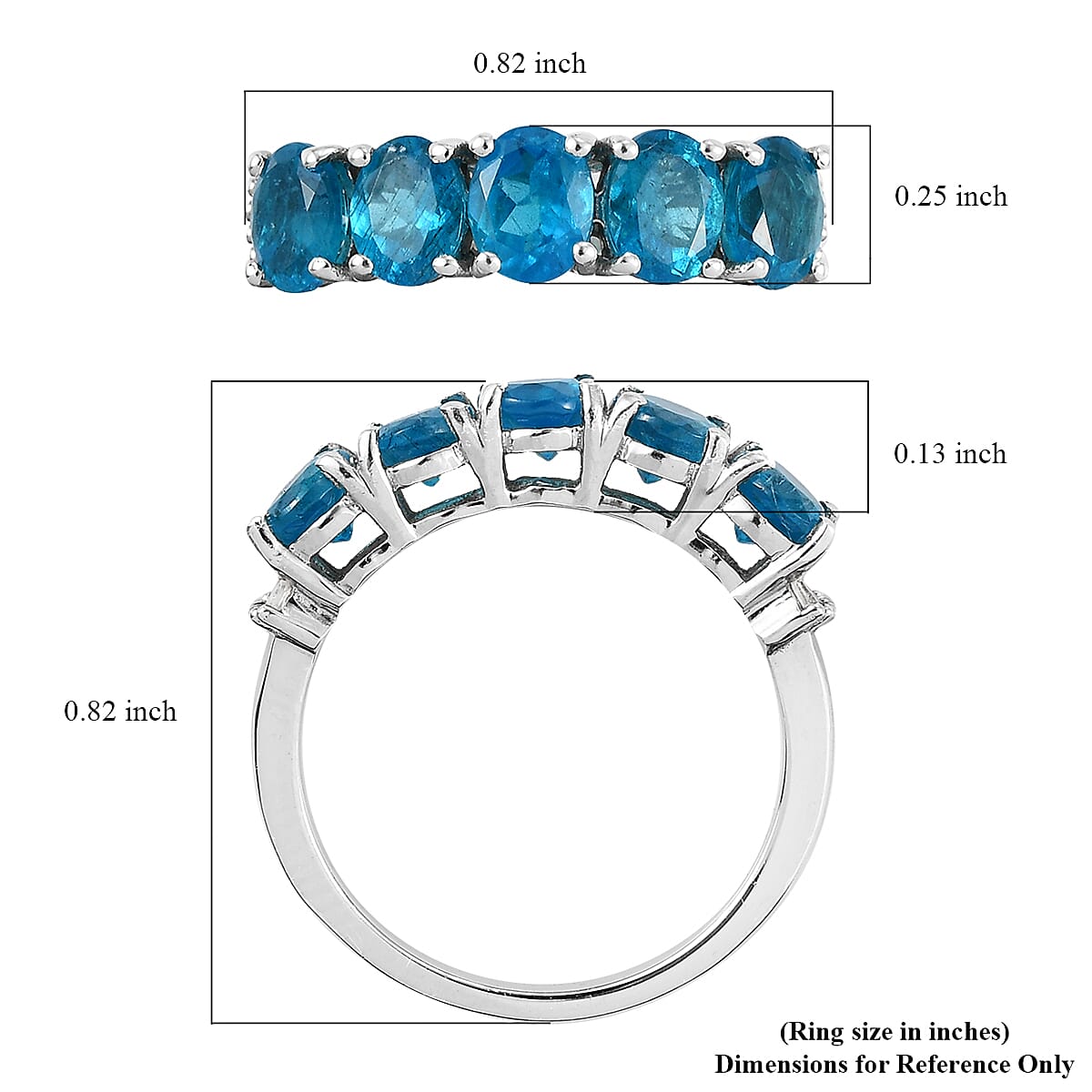 Malgache Neon Apatite and Diamond 5 Stone Ring in Platinum Over Sterling Silver (Size 8.0) 2.00 ctw image number 5