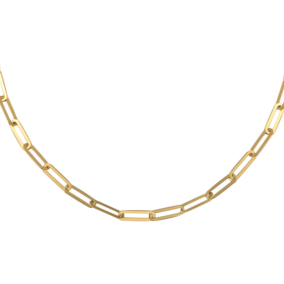 California Closeout Deal Italian 14K Yellow Gold Crystal 3mm Paperclip Necklace 16-18 Inches 4.8 Grams image number 0