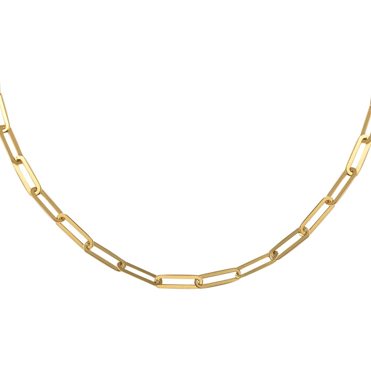 California Closeout Deal Italian 14K Yellow Gold Crystal 3mm Paperclip Necklace 18-20 Inches 5.10 Grams image number 0