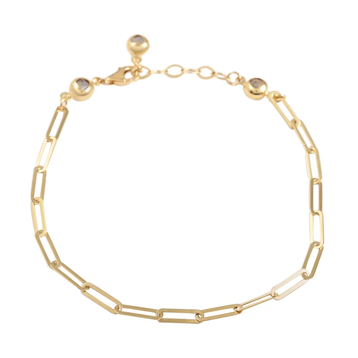 California Closeout Deal Italian 14K Yellow Gold Crystal 2.98mm Paperclip Chain Bracelet (7.50 In) 3.1 Grams image number 0