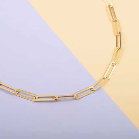 California Closeout Deal Italian 14K Yellow Gold Crystal 3.46mm Paperclip Necklace 20-22 Inches 7.1 Grams image number 1