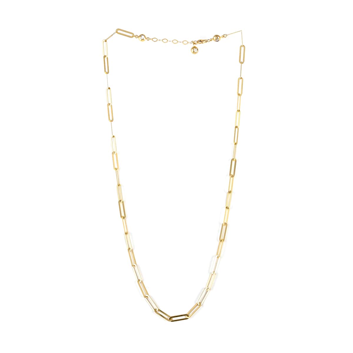California Closeout Deal Italian 14K Yellow Gold Crystal 3.46mm Paperclip Necklace 20-22 Inches 7.1 Grams image number 2
