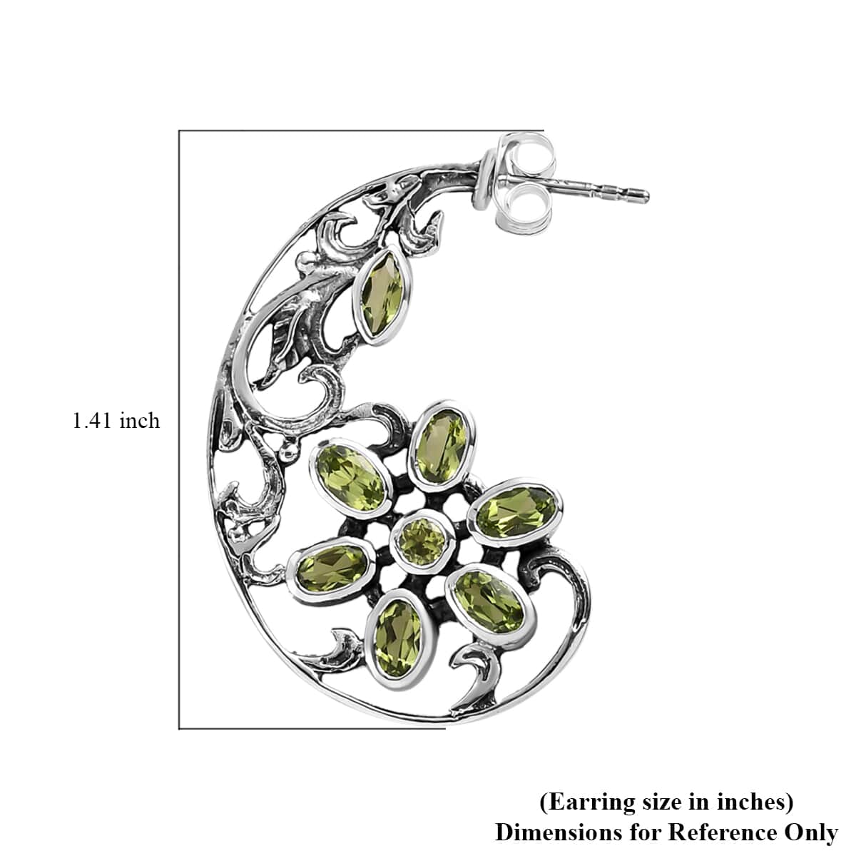 Artisan Crafted Arizona Peridot Floral Earrings in Sterling Silver 3.50 ctw image number 3