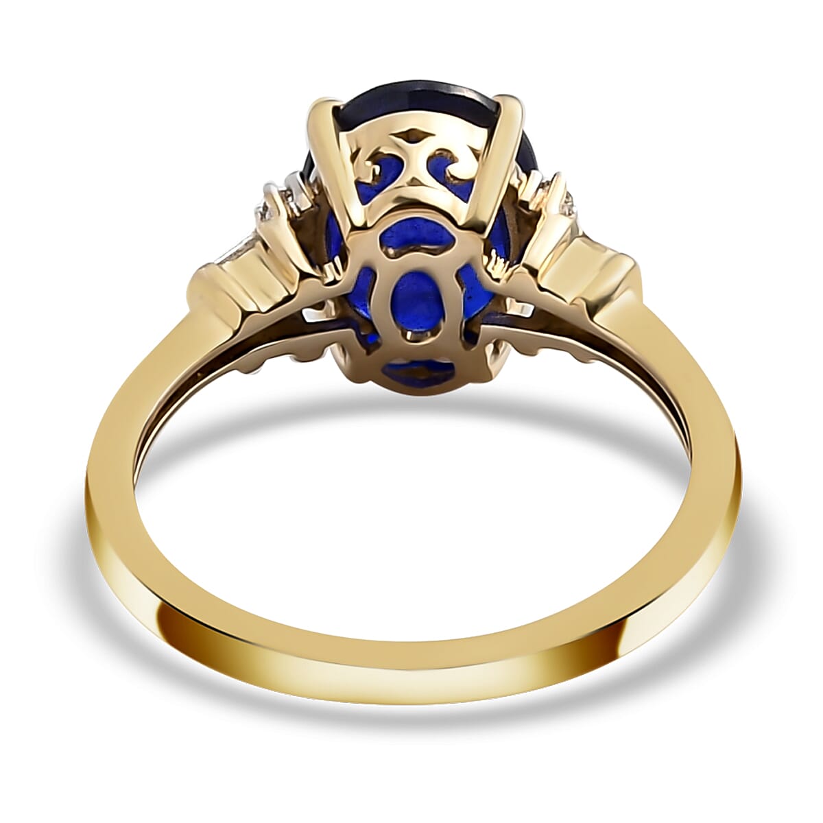 Luxoro 10K Yellow Gold AAA Tanzanian Blue Spinel (DF) and Diamond Ring (Size 10.0) 2.40 ctw
