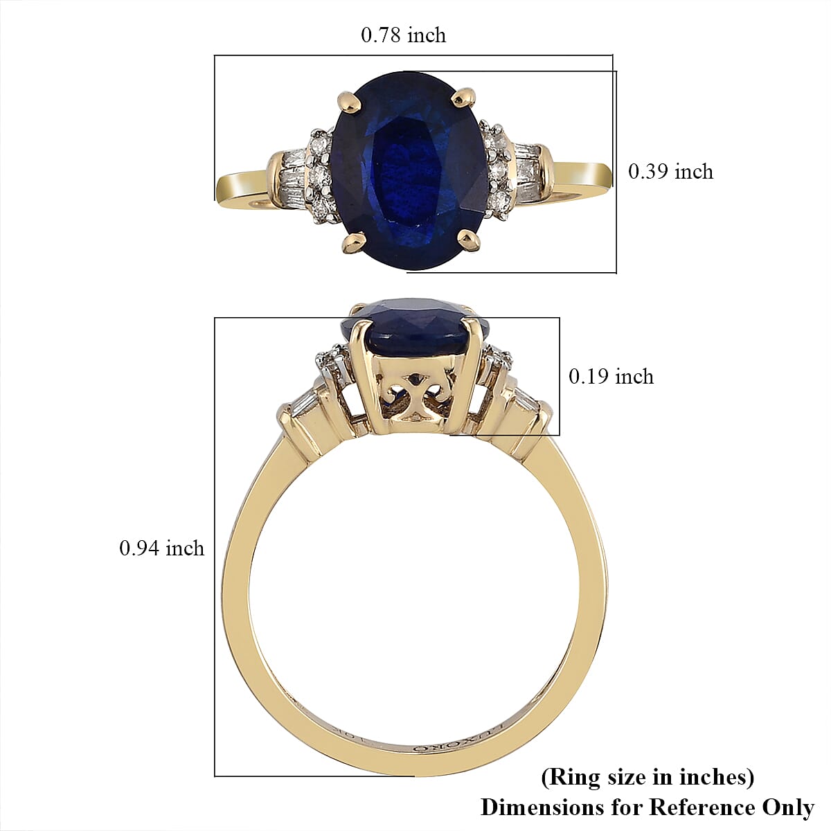 Luxoro 10K Yellow Gold AAA Tanzanian Blue Spinel (DF) and Diamond Ring (Size 10.0) 2.40 ctw
