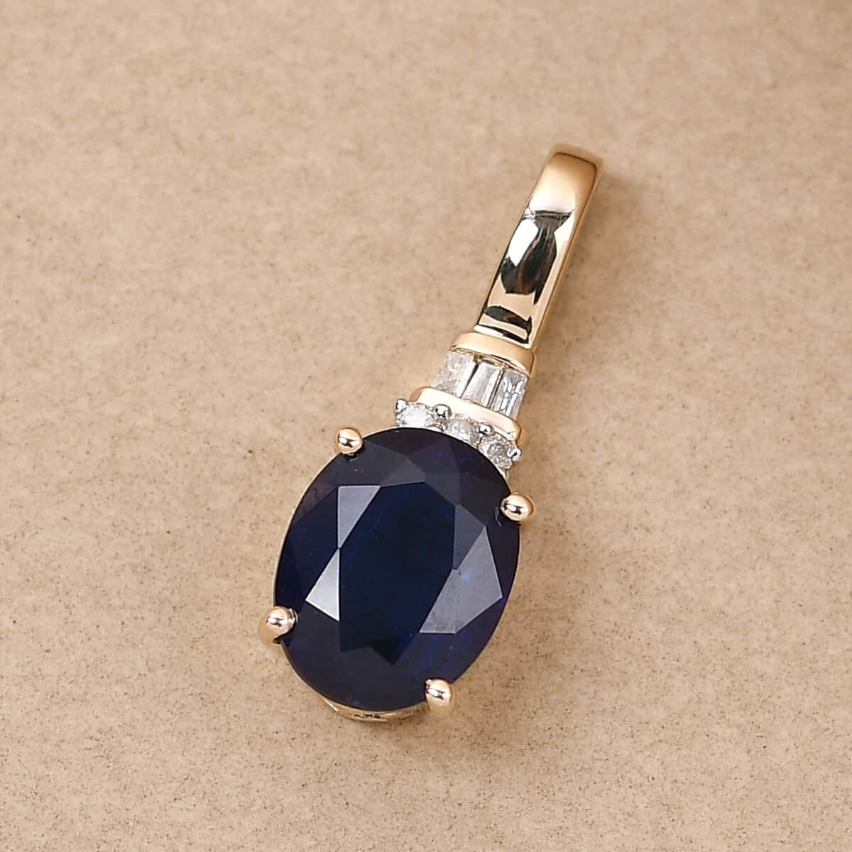 Luxoro 10K Yellow Gold AAA Tanzanian Blue Spinel (DF) and Diamond Pendant 2.35 ctw image number 1