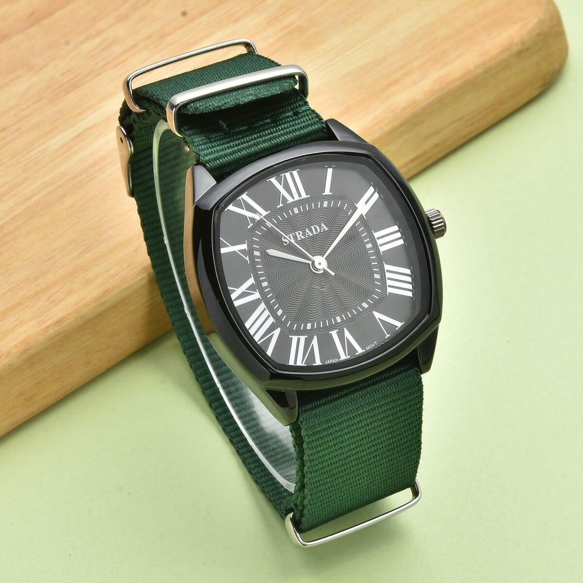 Strada Japanese Movement Watch with Green Nylon Strap (41.40x39.88mm) (5.25-7.75 In) image number 1