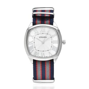 Strada Japanese Movement Watch with Multi Color Nylon Strap (41.40x39.88mm) (5.25-7.75 In)