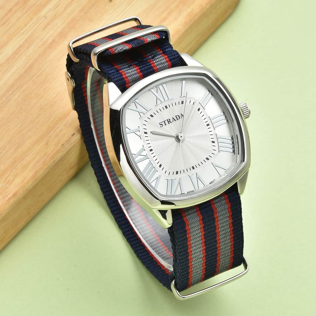 Strada Japanese Movement Watch with Multi Color Nylon Strap (41.40x39.88mm) (5.25-7.75 In) image number 1