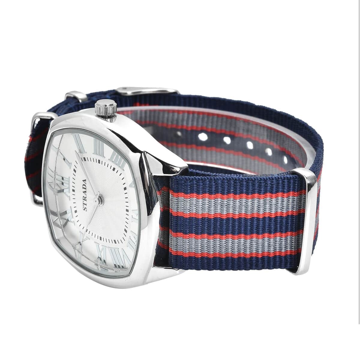 Strada Japanese Movement Watch with Multi Color Nylon Strap (41.40x39.88mm) (5.25-7.75 In) image number 4