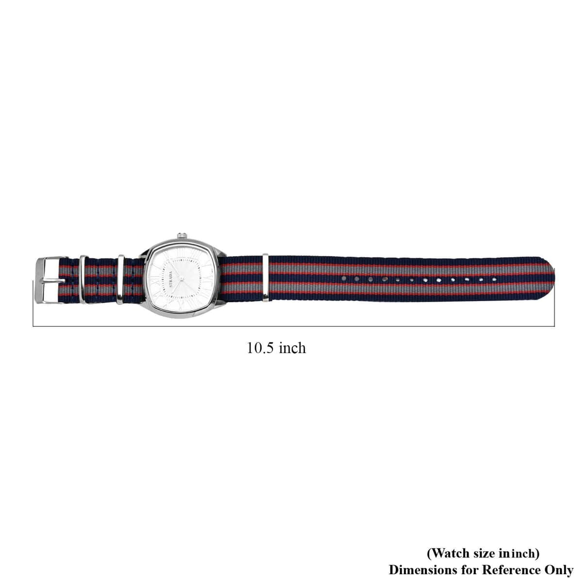 Strada Japanese Movement Watch with Multi Color Nylon Strap (41.40x39.88mm) (5.25-7.75 In) image number 6