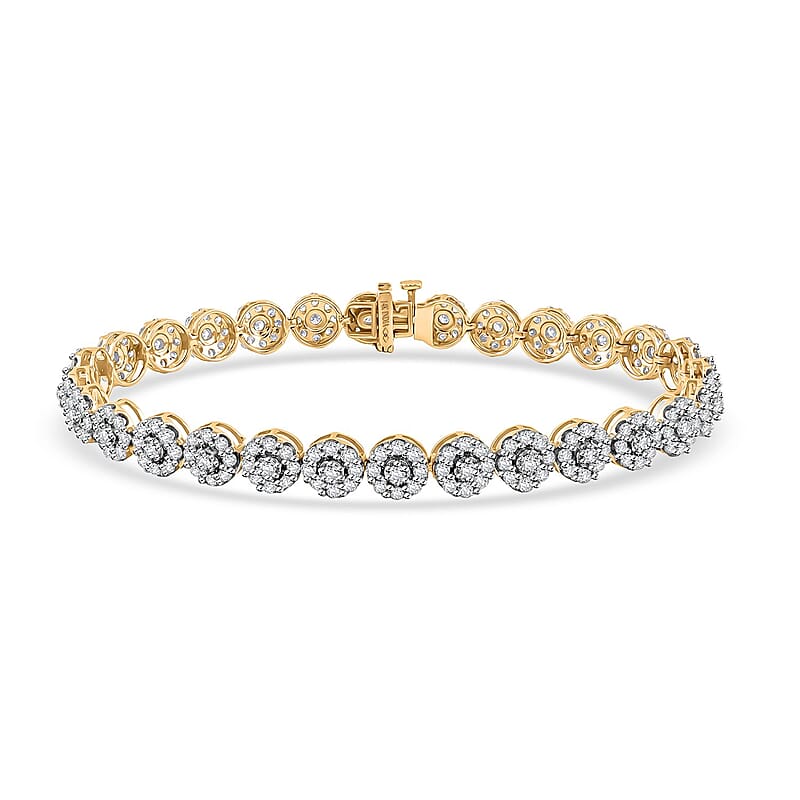14K Yellow Gold Diamond G-H I1 Bracelet (7.50 In) 18 Grams 5.00 ctw